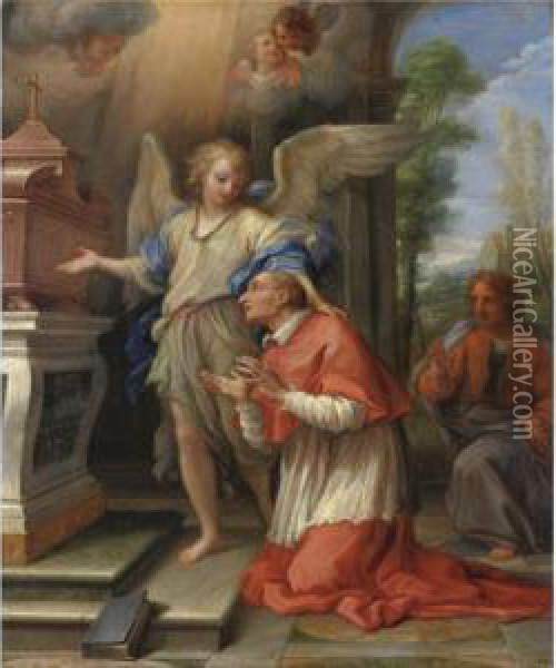 San Carlo Borromeo In Preghiera Oil Painting - Bartolomeo Giuseppe Chiari