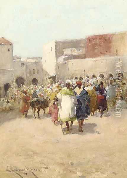 The Souk Oil Painting - Edward Aubrey Hunt