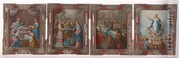 The Life Of The Virgin Mary (4 Works) Oil Painting - Nicolas Enriquez