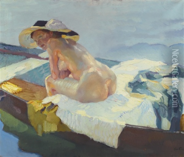 Im Kahn (the Rowboat) Oil Painting - Leo Putz