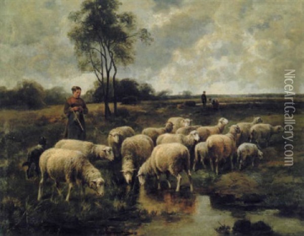 Tending The Herd Oil Painting - Cornelis van Leemputten