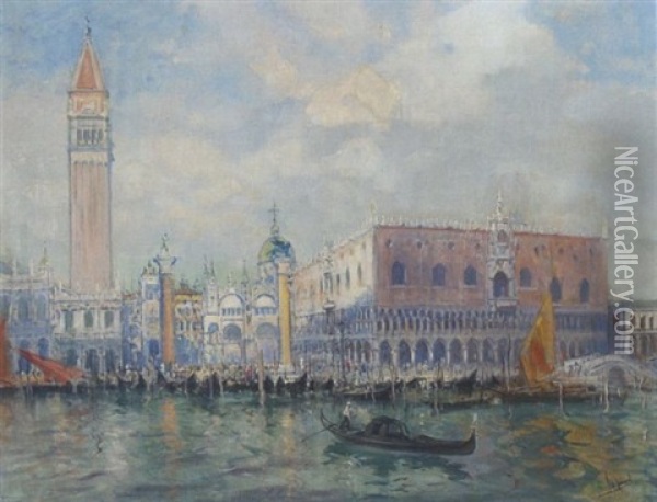 Venedig - Blick Vom Bacino Auf Die Piazzetta Und Den Dogenpalast Oil Painting - Otto Hammel