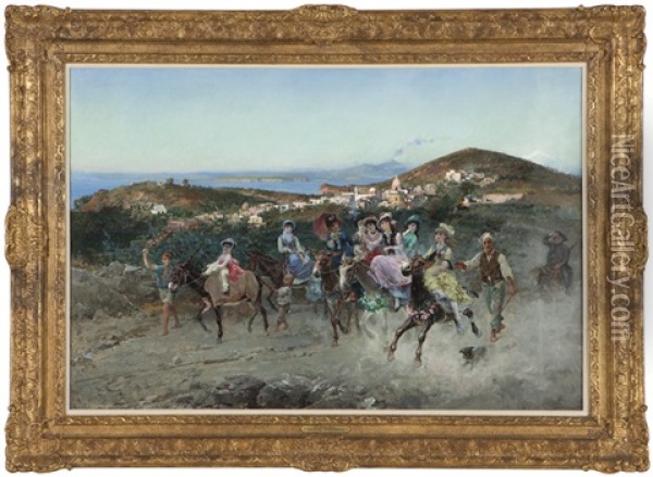 The Donkey Race Oil Painting - Attilio Simonetti