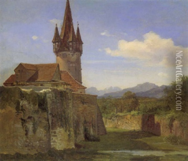 Der Diebsturm Zu Lindau Oil Painting - Christian Ernst Bernhard Morgenstern