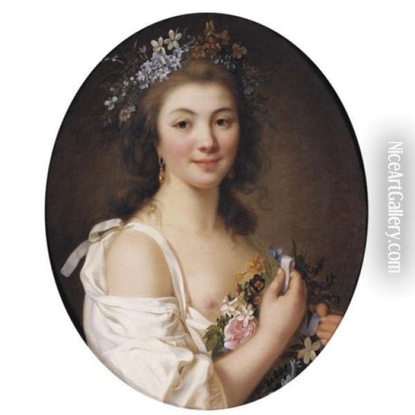 Portrait Of Madame De Genlis Oil Painting - Jacques Antoine Marie Lemoine