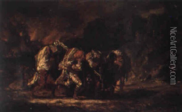 A Looting Scene Oil Painting - Jean (Baptiste) Guignet