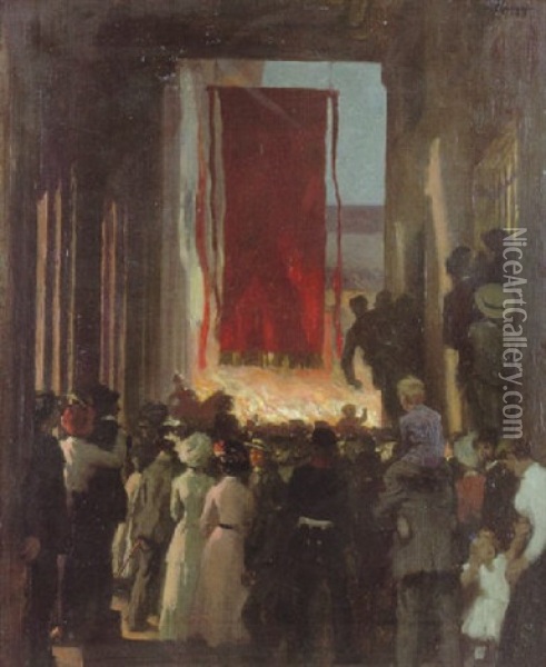 Feuerschauspiel Oil Painting - Arthur Kampf