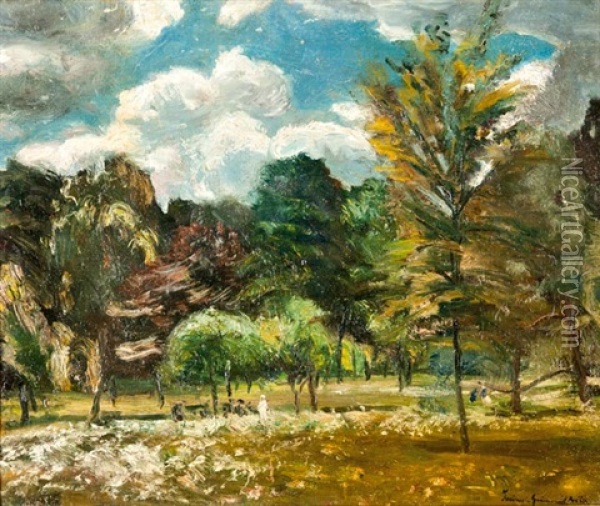 Parkban Oil Painting - Bela Ivanyi Gruenwald