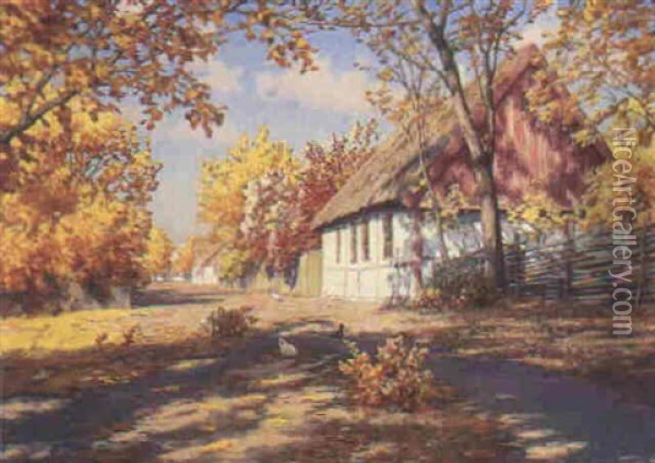 Gardeksterior, Efterar Oil Painting - Johan Fredrik Krouthen