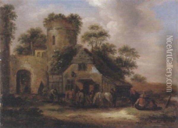 La Sosta Oil Painting - Nicolaes Molenaer