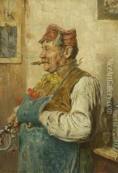 Der Zufriedene Wirt. Oil Painting - G. Hugo Kotschenreiter