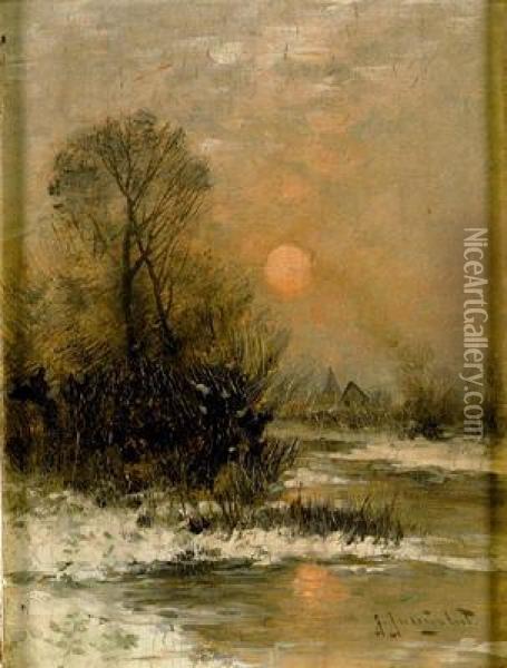 Wintersonne Oil Painting - Johann Jungblutt