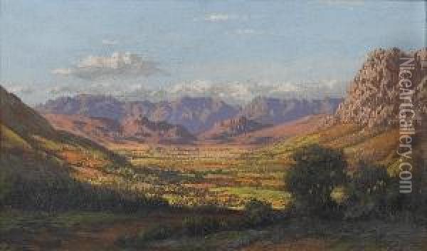 Cape Mountain Range Oil Painting - Tinus De Jong