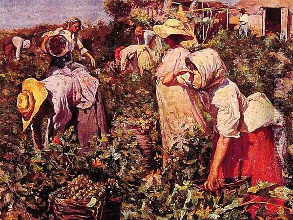 Picking Grapes Oil Painting - Federico Godoy y Castro