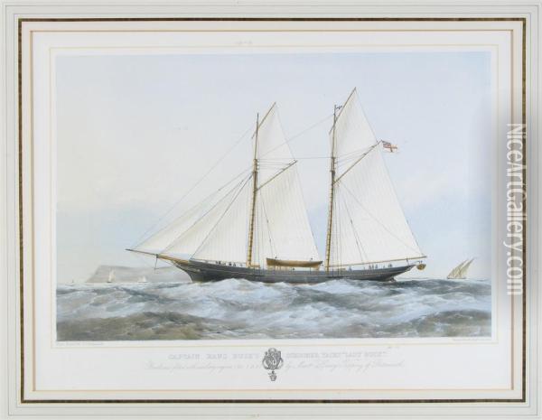 Schooner Yacht 'lady Busk'; Yacht 'meriel' Oil Painting - Hans Busk