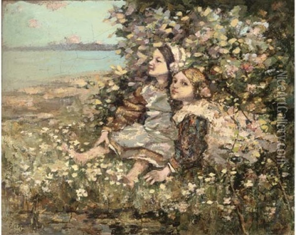 Wild Blossoms Oil Painting - Edward Atkinson Hornel