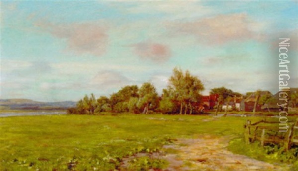 Across The Meadow Oil Painting - James Charles