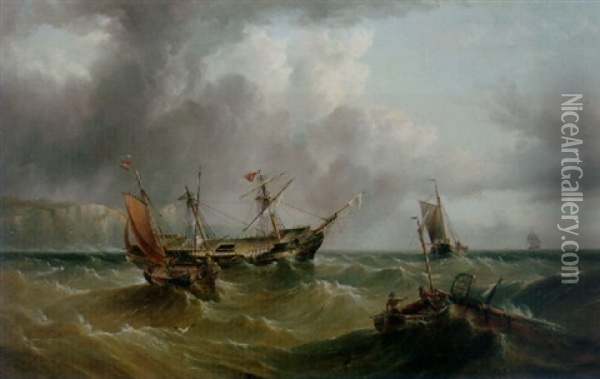 Salvaging The Wreck Oil Painting - Henry Redmore