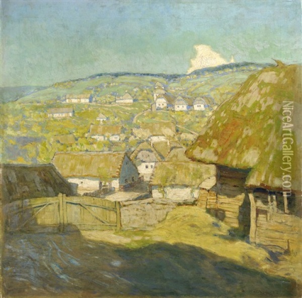 Village In The Hills Oil Painting - Alois Kalvoda