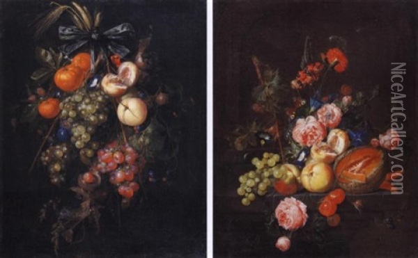 Ghirlanda Di Fiori E Frutta Oil Painting - Cornelis De Heem