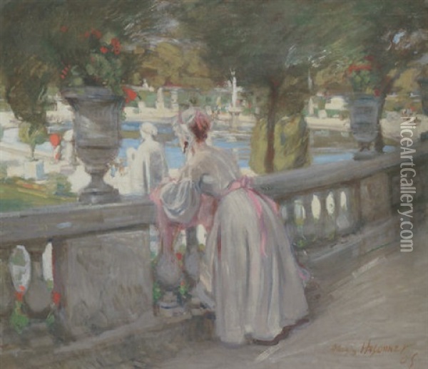 Ung Pige I Jardin Du Tuilleries, Paris Oil Painting - Aloys Hugonnet