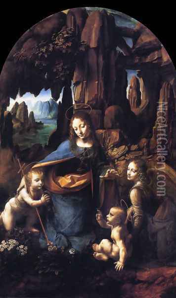 Virgin of the Rocks 1495-1508 Oil Painting - Leonardo Da Vinci