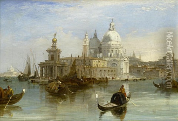 Santa Maria Della Salute, Venice (+ Bacino San Giorgio, Venice; Pair) Oil Painting - Edward Pritchett