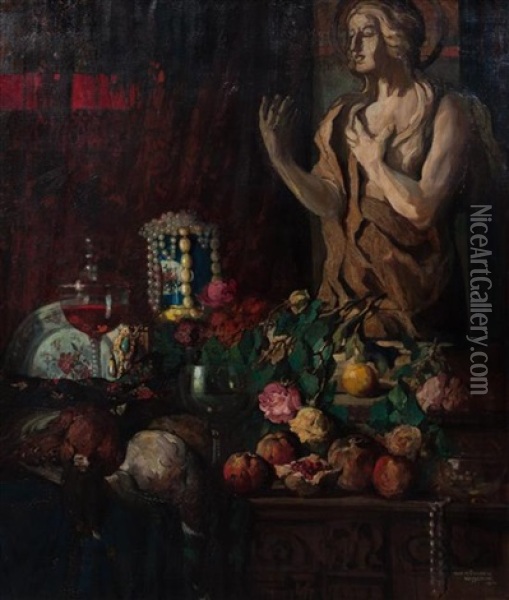 Still Life, 1914 Oil Painting - Anton Mueller-Wischin