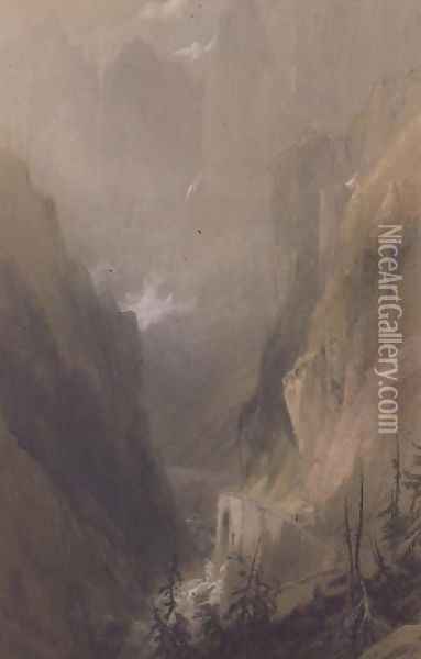 The Devils Bridge, St. Gothard Oil Painting - Thomas Miles Richardson