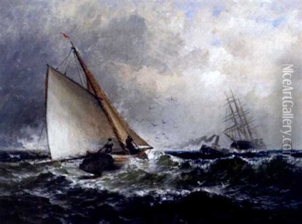 Shipping On High Seas Oil Painting - Granville Perkins