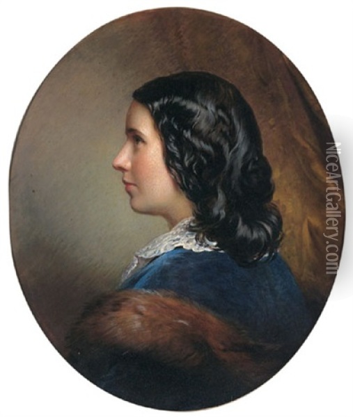 Damenportrait Oil Painting - Josef Neugebauer