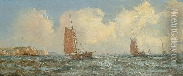 'off Hastings'; 'off Margate' Oil Painting - Adolphus Knell