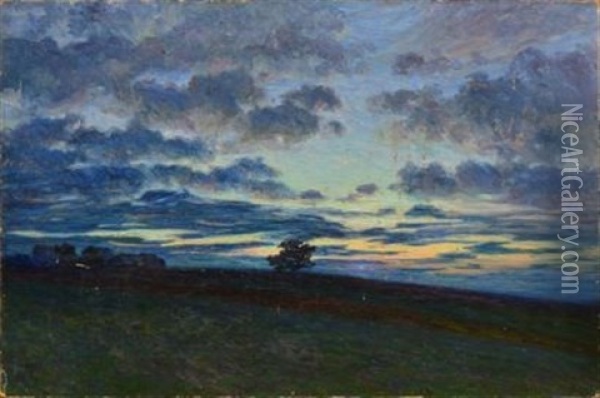 La Plaine, Effet Du Soir Oil Painting - Georges Mita