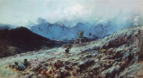 Paisaje Con Montanas Oil Painting - Jose Navarro Llorens