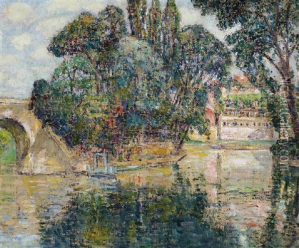 Les Iles A Poissy Oil Painting - George Morren