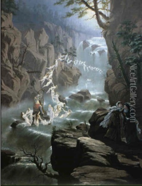Awake Ye Spirits Of The River Oil Painting - Robert (Huskisson) Huskinson