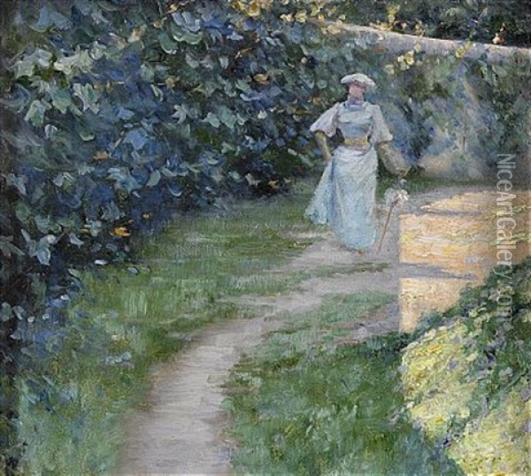 Promenad Utmed Tradgardsmuren Oil Painting - Carl Waldemar Olson