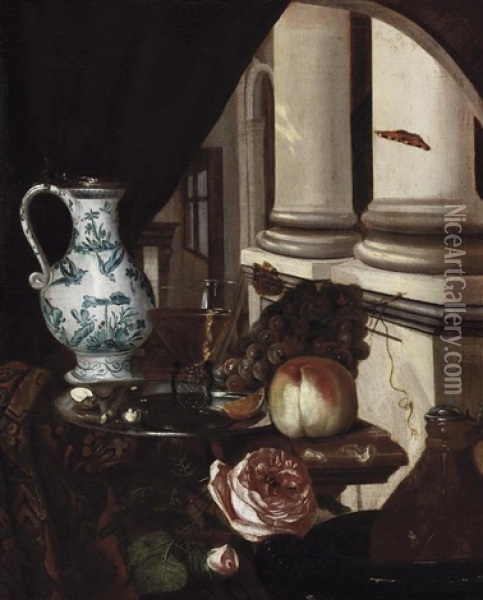 Palastinterieur Mit Einem Stilleben Oil Painting - Willem de Heusch