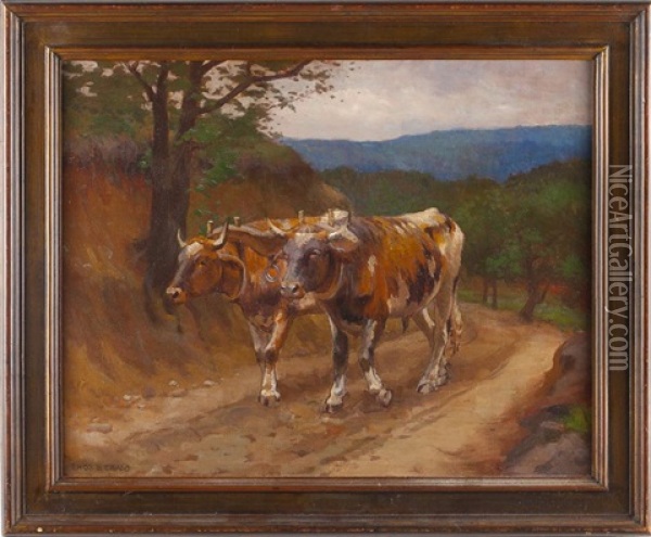 Oxen Oil Painting - Thomas Bigelow Craig