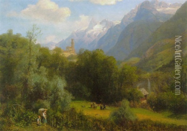 Sudtiroler Landschaft Oil Painting - Eduard Schoenfeld