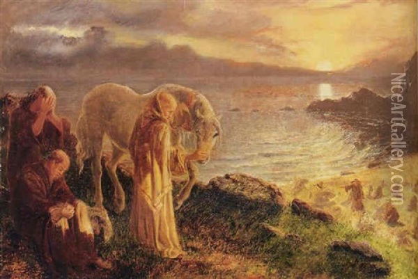 St. Columba's Farewell To The White Horse Oil Painting - Alice Boyd