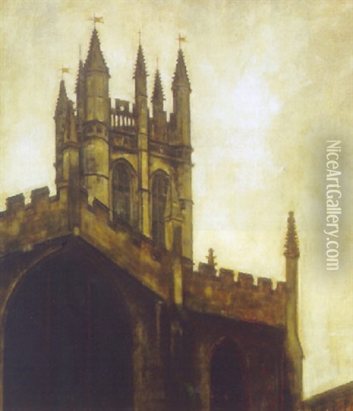 Magdalen Tower And Chapel, Oxford Oil Painting - Svend Hammershoi