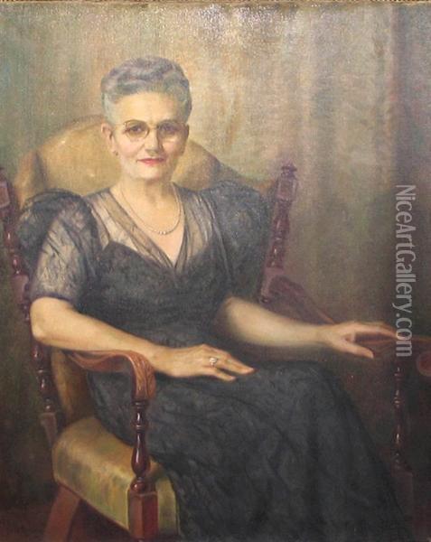 A Portrait Of A Lady With Glasses Oil Painting - Geza Kende