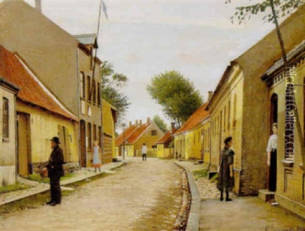 Parti Af Munkesogade I Kalundborg Oil Painting - Christian Frederic Eckardt