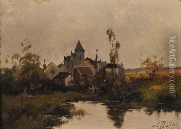 Chateau En Bord D'etang Oil Painting - Eugene Galien-Laloue
