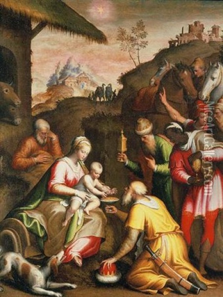 The Adoration Of The Magi Oil Painting - Bernardino Campi