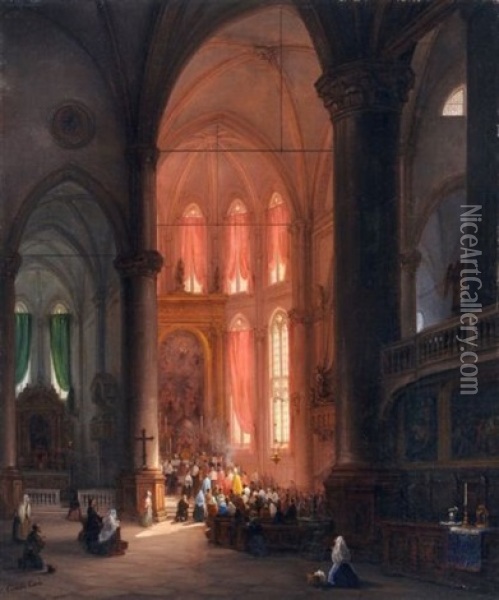 Blick In Den Chor Der Frari-kirche In Venedig Oil Painting - Carlo Canella