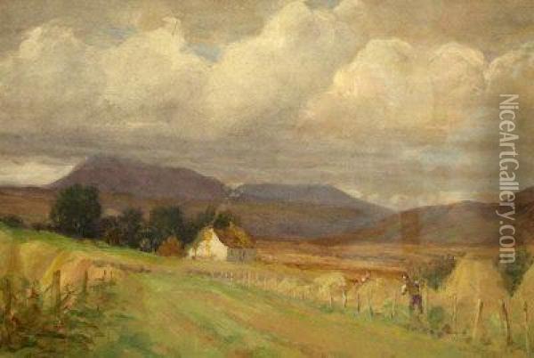 Lakin Cottage Arran Oil Painting - Arthur Comfort