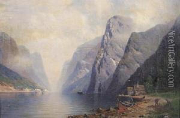 Fjordlandschaft An Einem Sonnigen Sommertag Oil Painting - Johannes Hardes