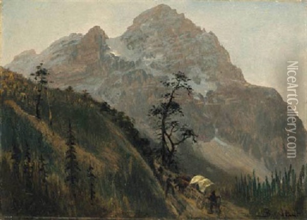 Western Trail, The Rockies Oil Painting - Albert Bierstadt
